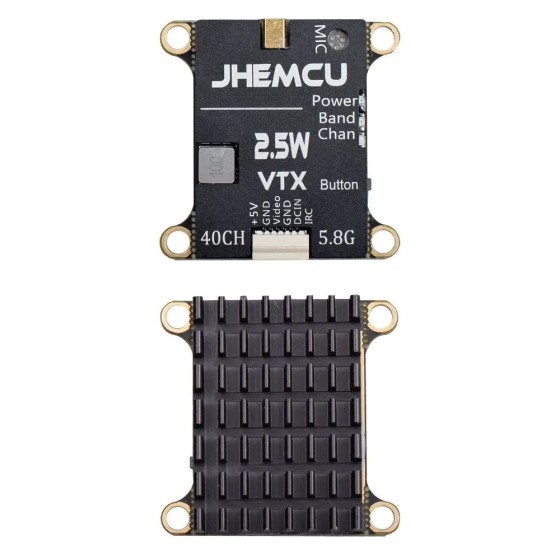 JHEMCU 2.5W VTX 5.8G 40CH Adjustable FPV Transmitter Built-in Microphone Heat Sink 2-6S 30X30mm for RC Airplane FPV Long Range